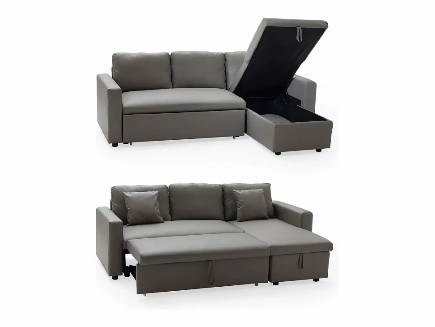 Sale Happy Garden Sofá cama polipiel 3 plazas color topo CLARK Marru00f3n