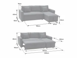 Sale Happy Garden Sofá cama polipiel 3 plazas color topo CLARK Marru00f3n