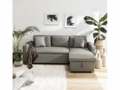 Sale Happy Garden Sofá cama polipiel 3 plazas color topo CLARK Marru00f3n
