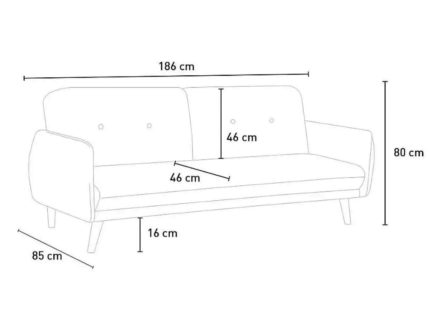 Discount Sofá cama reclinable de diseño nórdico clic clac 3 plazas tejido Merida - Marrón Sofá Escandinavo