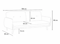 Hot Modus Sofa Sofá cama reclinable de diseño nórdico clic clac 3 plazas tejido Merida - Negro