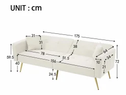 Clearance Sofá cama recto de 2 plazas en sherpa blanca, respaldo abatible en 3 posiciones - 175x64x72cm Sofá Cama