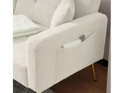 Clearance Sofá cama recto de 2 plazas en sherpa blanca, respaldo abatible en 3 posiciones - 175x64x72cm Sofá Cama