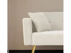 Clearance Sofá cama recto de 2 plazas en sherpa blanca, respaldo abatible en 3 posiciones - 175x64x72cm Sofá Cama