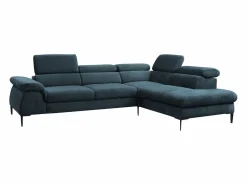 Vente-unique Sofá cama rinconera de tela verde azulado - Ángulo derecho - SEPINA de Pascal Morabito