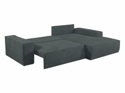 Outlet Vente-unique Sofá cama rinconera derecha de pana - AMELIA Gris antracita