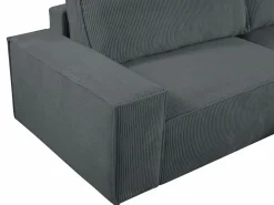 Outlet Vente-unique Sofá cama rinconera derecha de pana - AMELIA Gris antracita