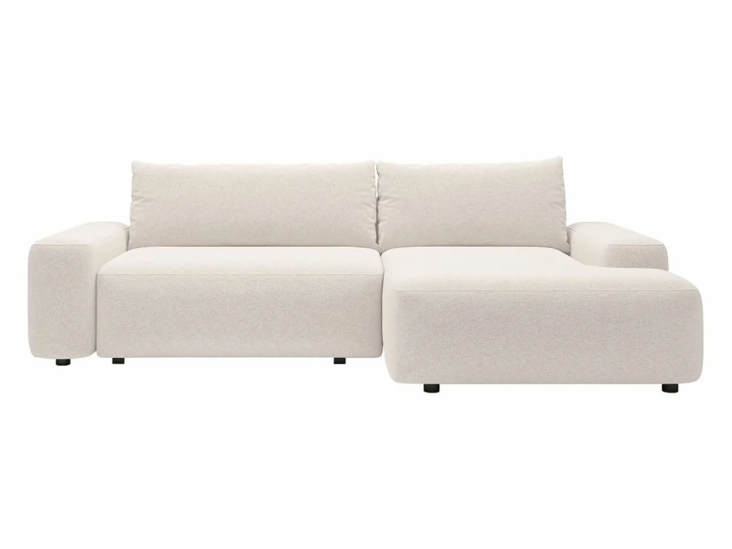 Online Vente-unique Sofá cama rinconera derecha en tela texturizada color DAVISO Crema