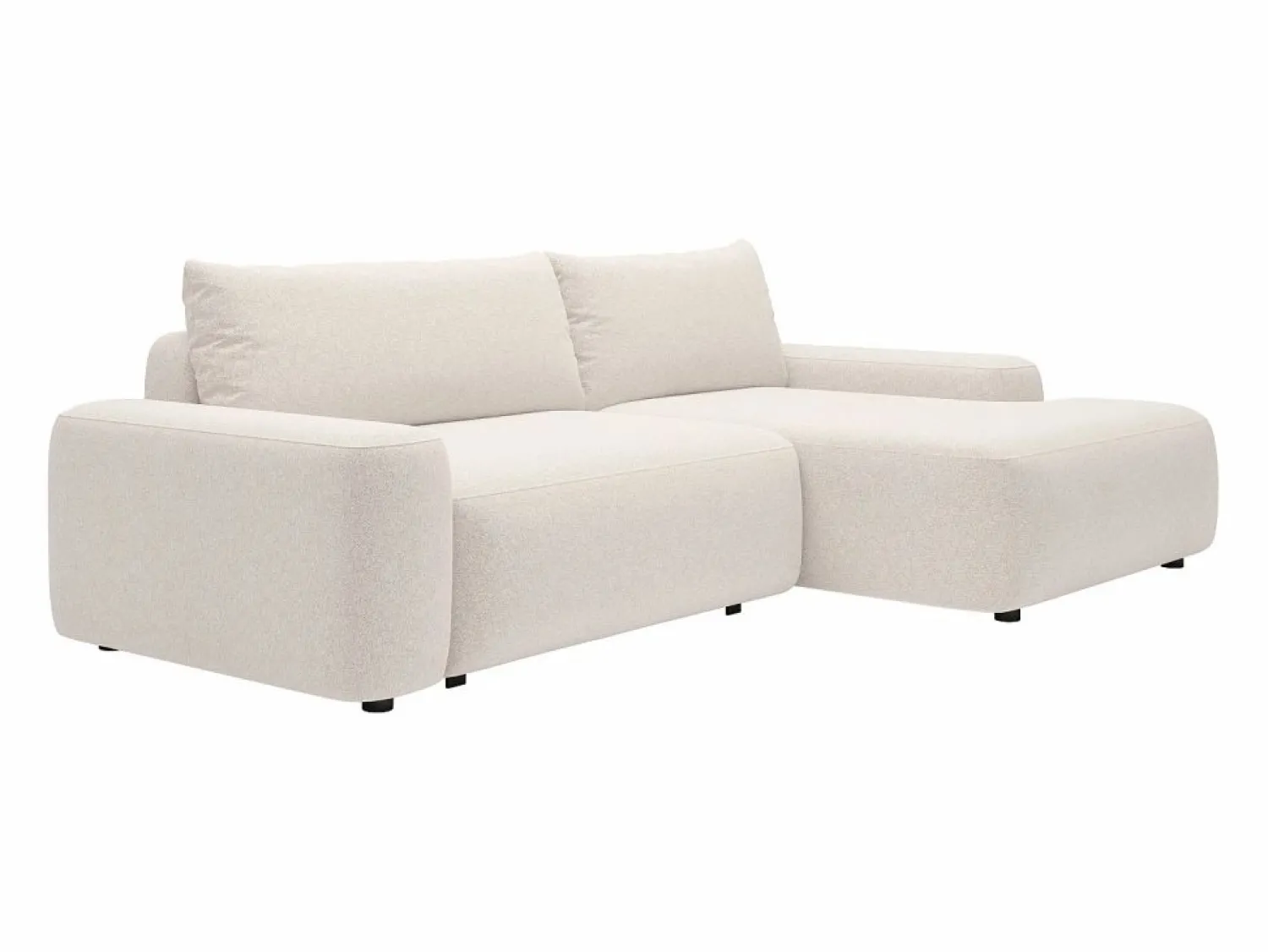 Online Vente-unique Sofá cama rinconera derecha en tela texturizada color DAVISO Crema