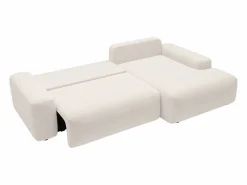 Online Vente-unique Sofá cama rinconera derecha en tela texturizada color DAVISO Crema