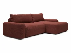 Vente-unique Sofá cama rinconera derecha en chenilla burdeos DAVISO