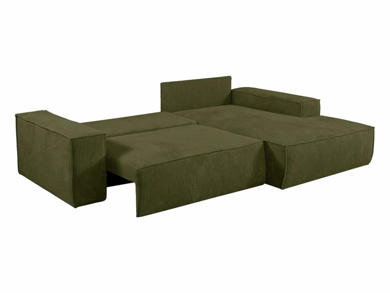 Online Vente-unique Sofá cama rinconera derecha de pana - Verde - AMELIA Caqui