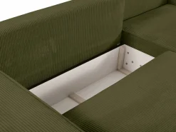 Online Vente-unique Sofá cama rinconera derecha de pana - Verde - AMELIA Caqui