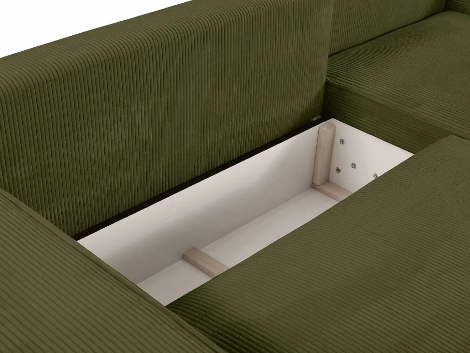 Online Vente-unique Sofá cama rinconera derecha de pana - Verde - AMELIA Caqui