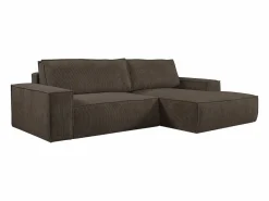 Discount Vente-unique Sofá cama rinconera derecha de pana marrón - AMELIA de Pascal Morabito Marru00f3n