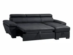 Sale LINEA SOFA Sofá cama rinconera derecha de cuero JONOVA Negro