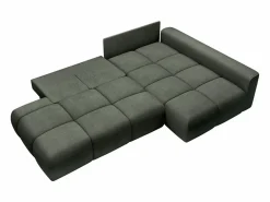 Clearance Vente-unique Sofá cama rinconera derecha en tela texturizada MINTURNO Verde
