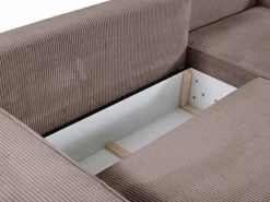 Vente-unique Sofá cama rinconera derecha de pana - AMELIA