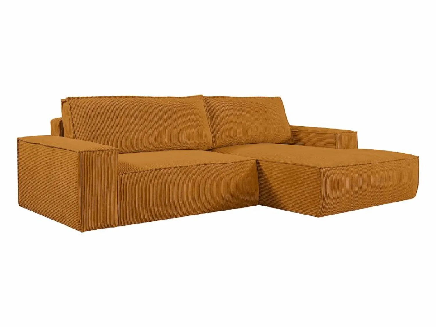 Vente-unique Sofá cama rinconera derecha de pana AMELIA Naranja claro
