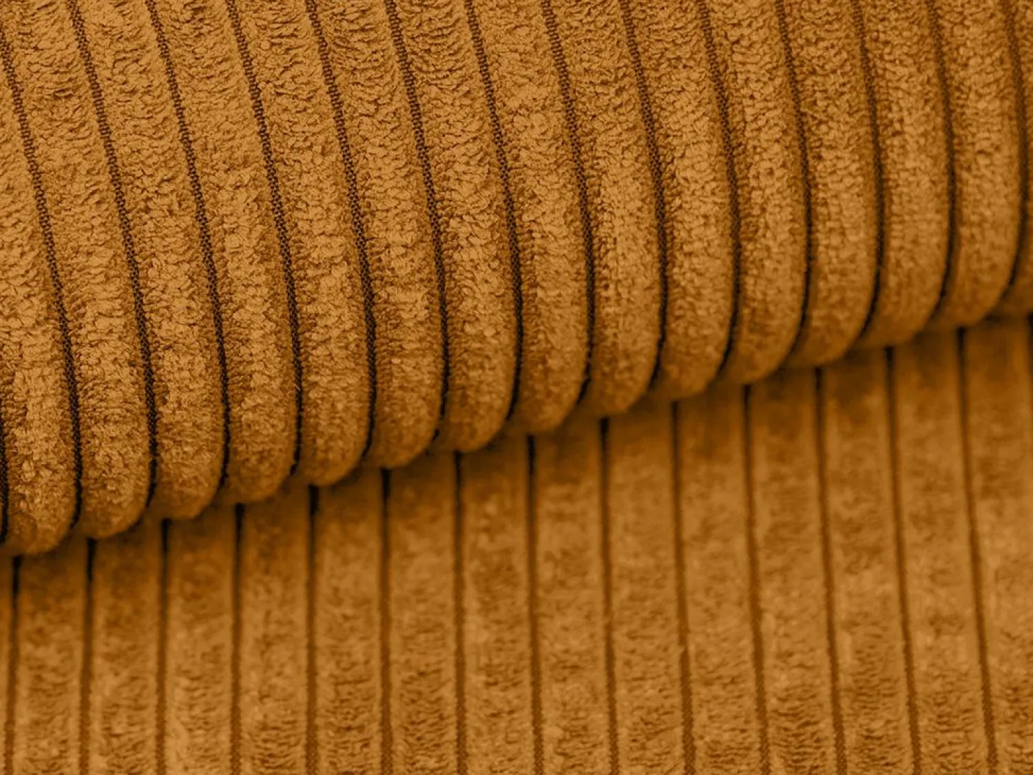 Vente-unique Sofá cama rinconera derecha de pana AMELIA Naranja claro