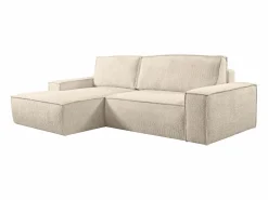 New Vente-unique Sofá cama rinconera en tela bouclé AMELIA de PASCAL MORABITO - Angle Gauche Beige