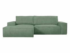 Clearance Vente-unique Sofá cama rinconera izquierda de pana color AMELIA Verde almendra