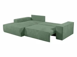 Clearance Vente-unique Sofá cama rinconera izquierda de pana color AMELIA Verde almendra