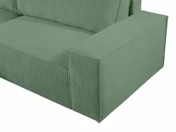 Clearance Vente-unique Sofá cama rinconera izquierda de pana color AMELIA Verde almendra