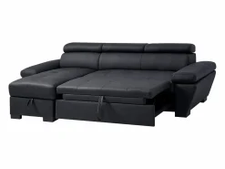 Best LINEA SOFA Sofá cama rinconera izquierda de cuero JONOVA Negro