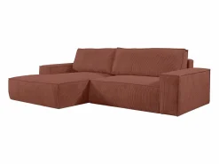 Vente-unique Sofá cama rinconera izquierda de pana AMELIA