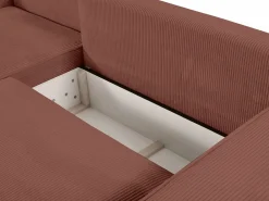 Vente-unique Sofá cama rinconera izquierda de pana AMELIA