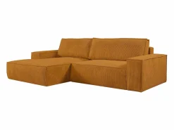 Vente-unique Sofá cama rinconera izquierda de pana AMELIA
