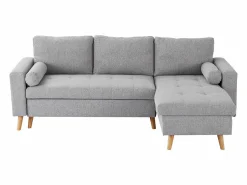 Vente-unique Sofá cama rinconera reversible de tela con arcón KORI