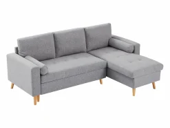 Vente-unique Sofá cama rinconera reversible de tela con arcón KORI