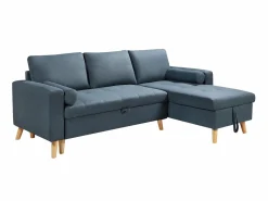 Clearance Vente-unique Sofá cama rinconera reversible de tela verde azulado con arcón KORI Azul verdoso