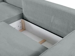 Clearance Sofá cama rinconera terciopelo canalé AMELIA - PASCAL MORABITO-Ángulo izquierdo Sofá De Terciopelo|Sofá - 4 Plazas