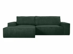 Online Vente-unique Sofá cama rinconera terciopelo canalé AMELIA - Ángulo izquierdo Verde pino