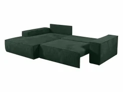 Online Vente-unique Sofá cama rinconera terciopelo canalé AMELIA - Ángulo izquierdo Verde pino