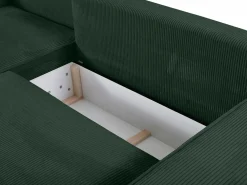 Online Vente-unique Sofá cama rinconera terciopelo canalé AMELIA - Ángulo izquierdo Verde pino