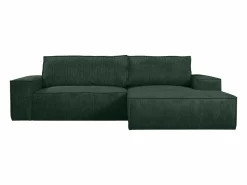 Vente-unique Sofá cama rinconera terciopelo canalé AMELIA - Ángulo derecho