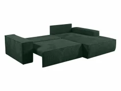 Vente-unique Sofá cama rinconera terciopelo canalé AMELIA - Ángulo derecho