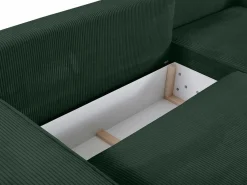 Vente-unique Sofá cama rinconera terciopelo canalé AMELIA - Ángulo derecho
