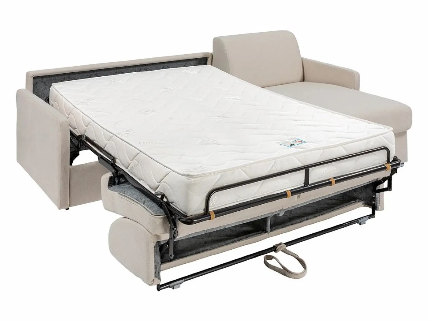 Online Vente-unique Sofá cama rinconera tipo italiano de tela cama de 160 cm lamas de 18 cm CALIFE Beige