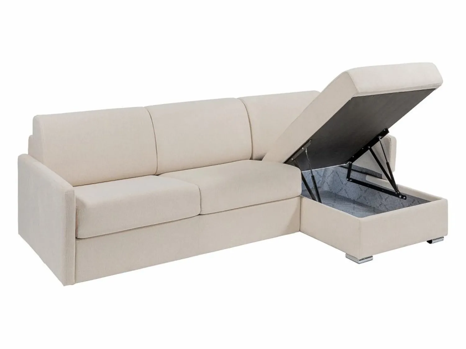 Online Vente-unique Sofá cama rinconera tipo italiano de tela cama de 160 cm lamas de 18 cm CALIFE Beige
