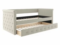 Hot Vente-unique Sofá cama tapizado con cama nido, 2 x 90 x 190 cm, en tela - LOUISE Beige