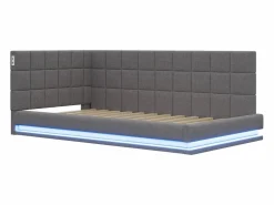 Outlet Sofá cama tapizado 90x200 cm - con banda luminosa LED - con toma USB - tejido de terciopelo - Cama Diván