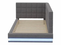 Outlet Sofá cama tapizado 90x200 cm - con banda luminosa LED - con toma USB - tejido de terciopelo - Cama Diván