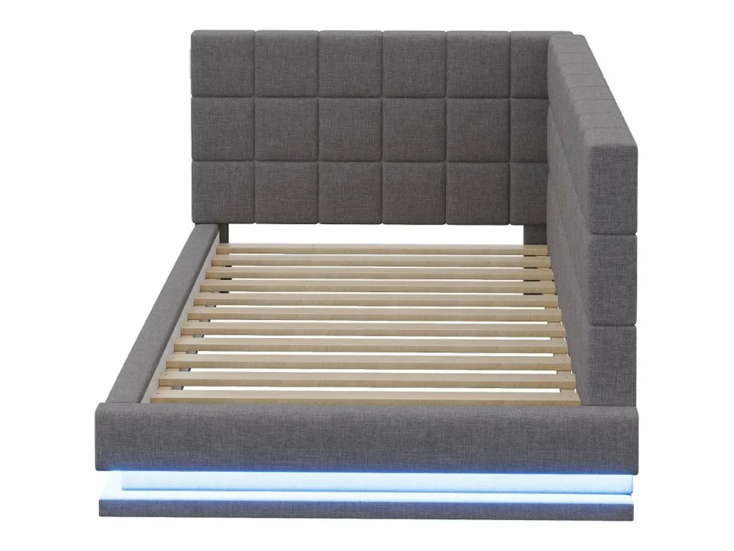 Outlet Sofá cama tapizado 90x200 cm - con banda luminosa LED - con toma USB - tejido de terciopelo - Cama Diván