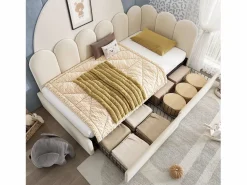 ModernLuxe Sofá cama 90x190 cm - con 2 cajones - tejido de terciopelo - con somier de láminas - ​ (sin colchón)