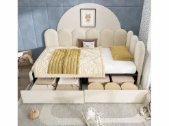 ModernLuxe Sofá cama 90x190 cm - con 2 cajones - tejido de terciopelo - con somier de láminas - ​ (sin colchón)